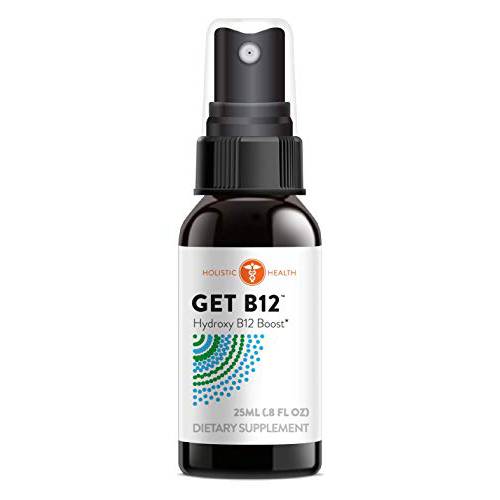 Holistic Health GET B12 Spray with Natural Orange Flavor, Liquid Vitamin B12 for Maximum Absorption, Hydroxy B12 Supplement for Energy Boost, Better Focus, and Enhanced Cognition 25 ML