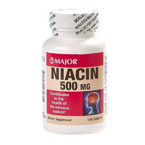MAJOR NIACIN 500MG TABS NIACIN-500 MG White 100 Tablets UPC 309042272605