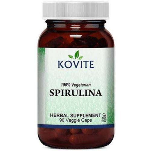 Kovite Spirulina Capsules - 90 Vegetable Capsules - has 450 mg Organic Spirulina Powder - Kosher & Vegan
