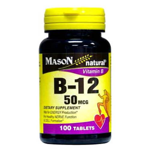 Mason Natural B-12 Supplement - 50mcg - 100 Tablets - (3-Pack)