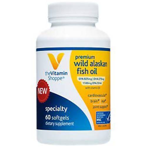 Vthrive Premium Wild Alaskan Fish Oil with Vitamin D3 Supports Cardiovascular Health 1,375 DHA/EPA (60 Softgels)