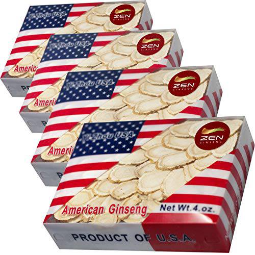 Best Price — 4 Boxes of Hand Selected American Wisconsin Ginseng Slice 4oz/Box Total 16 oz 西洋参片/花旗参片 Boost Your Immune System Fast
