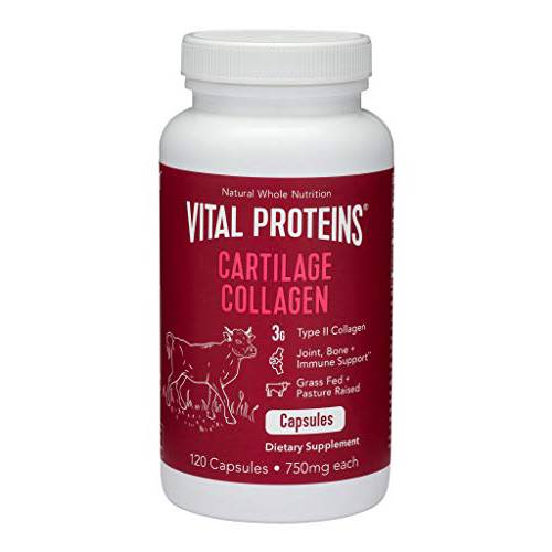 Vital Proteins Cartilage Collagen Pills, Type II Collagen & Chondroitin Sulfate Supplement for Recovery & Healthy Hair, Skin, Nails and Joints - 750 mg Serving with 120 Capsules