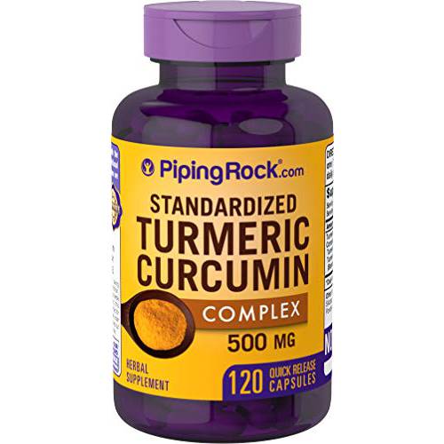 Turmeric Curcumin with Black Pepper | Standardized 500 mg Complex | 120 Quick Release Capsules | Non-GMO, Gluten Free Supplement | by Piping Rock