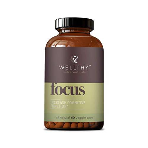 Wellthy Focus Cognitive Function Support (1 Month Supply), Focus Supplement and Memory Supplement for Brain, Supports Focus, Memory, Creativity & Motivation, Brain Boost Vitamins
