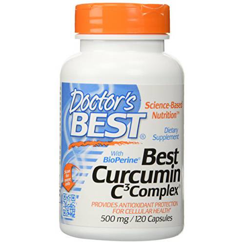 Doctor’s Best Curcumin From Turmeric Root, Joint Support, 500 Milligram Caps with C3 Complex and BioPerine, 120 Capsules, 2 Packs