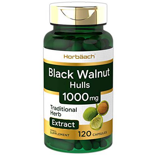Black Walnut Hulls | 1000 mg | 120 Capsules | Non-GMO & Gluten Free | by Horbaach