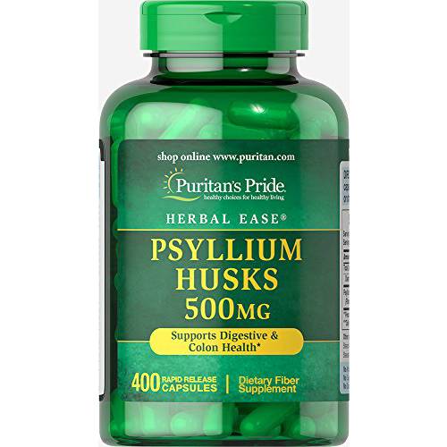 Puritan’s Pride Psyllium Husks 500 Mg, Supports Digestive and Colon Health, 400 ct, by Puritan’s Pride