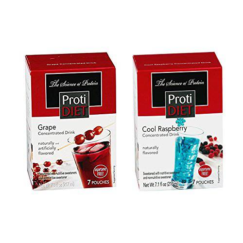 ProtiDIET Raspberry Drink Mix 7pk & Grape Mix 7pk