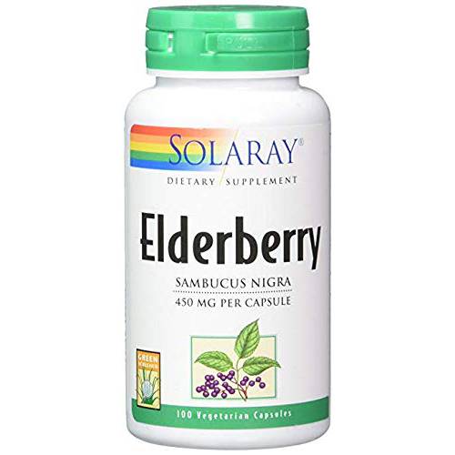 Solaray Elderberry 450mg | General Wellbeing Support During Cold Months | Flavonoids & Phenolic Compounds | 100 VegCaps