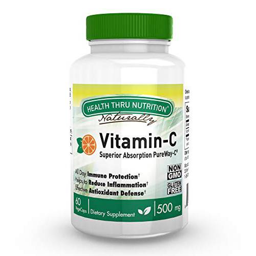 Health Thru Nutrition PureWay-C Vitamin C Vegecaps, 500mg (Pack of 60)