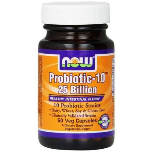 NOW Foods Probiotic-10 25 FamilyPackage 50 Vcaps (Pack of 3)