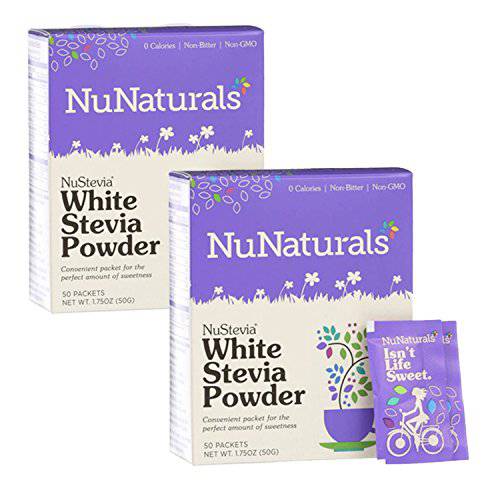 NuNaturals Nustevia White Stevia Powder, 100 Count (2-Pack)