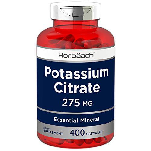 Potassium Citrate Supplement 275 mg | 400 Capsules | Non-GMO, Gluten Free | by Horbaach