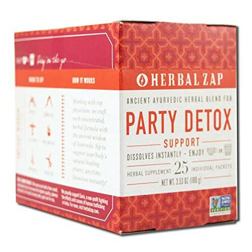 Herbal Zap Party Detox Ayurvedic Herbal Supplement 1 Box of 25 Packets