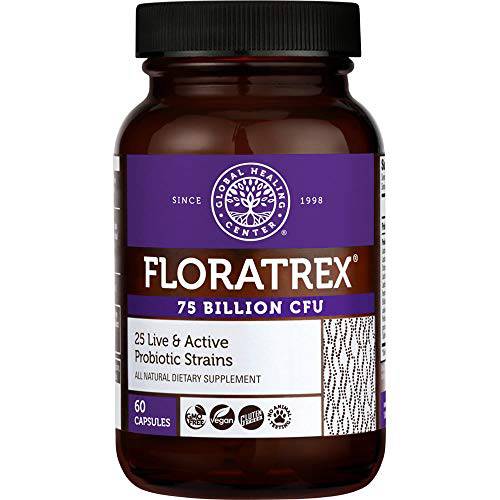 Global Healing Ultimate Probiotic Supplement (Floratrex) with Prebiotics for Digestive Health, and the Immune System, Men & Women, 100 Billion CFU, 36 Strains (60 Capsules)