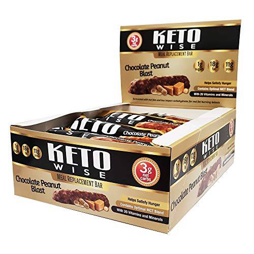 Keto Wise Meal Replacement Bar - Chocolate Peanut Blast - Box of 12