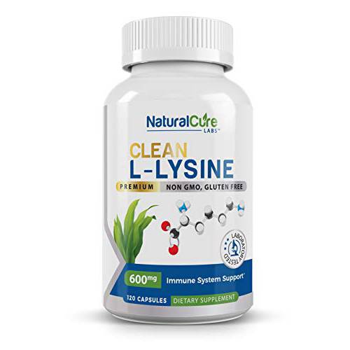 Natural Cure Labs Clean L-Lysine 600mg, 120 Capsules
