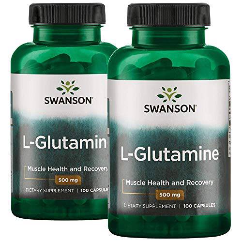 Swanson Amino Acid L-Glutamine 500 Milligrams 200 Capsules 2 Bottles