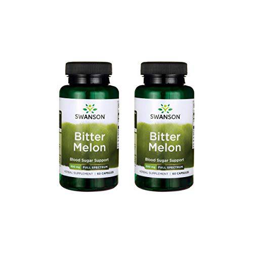 Swanson Full Spectrum Bitter Melon (Momordica) Blood Glucose Support 500 Milligrams 60 Capsules (Pack of 2)