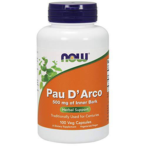 NOW Supplements, Pau D’Arco (Tabebuia heptaphylla) 500 mg, Herbal Support, 100 Veg Capsules