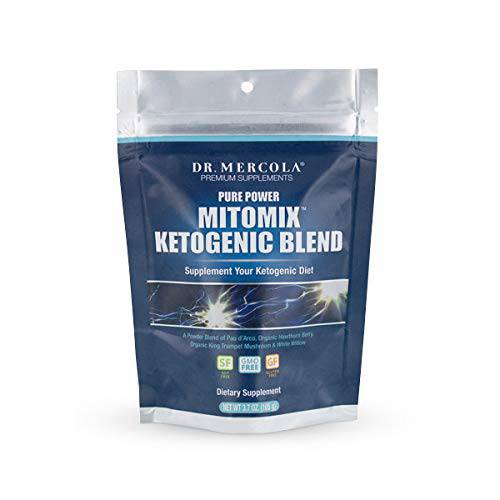 Dr. Mercola MITOMIX Ketogenic Blend PAU d’Arco and Organic King Trumpet Mushroom, 30 Servings (3.7 oz.) 1 Bag, Non GMO, Soy Free, Gluten Free