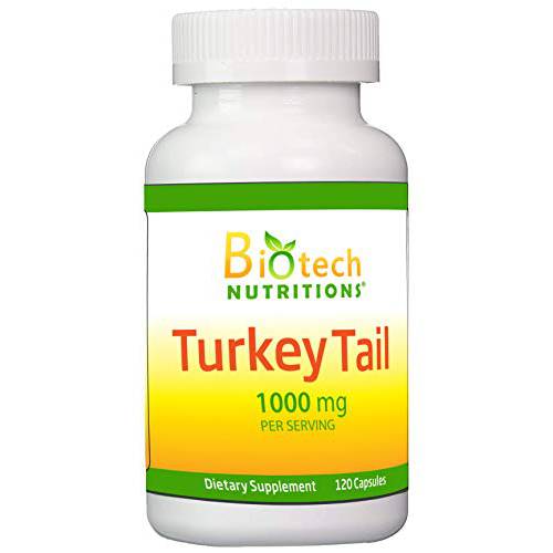 Biotech Nutritions Non-GMO Turkey Tail Mushroom 1000 Mgper Serving 120 Vegetable Capsules