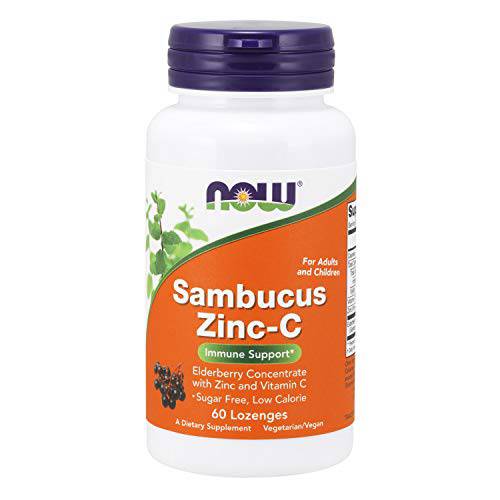 NOW Supplements, Sambucus Zinc-C with Elderberry Concentrate and Vitamin C, 60 Lozenges