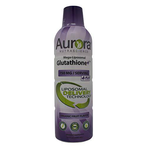Aurora Nutrascience, Mega-Liposomal Glutathione+ Vitamin C, 750 mg per Serving, Gluten Free, Non-GMO, Sugar Free, Organic Fruit Flavor, 16 fl oz (480 mL)