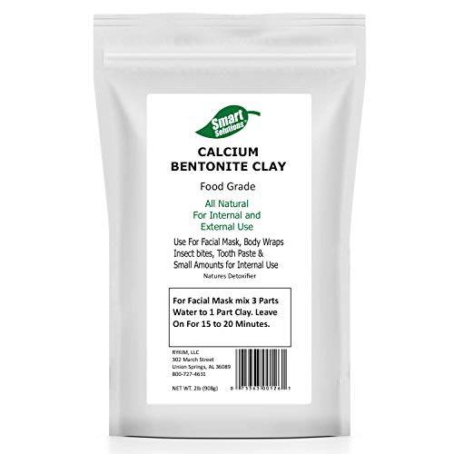 SMART SOLUTIONS Calcium Bentonite Clay Food Grade, 2 lb Pure | Natures Detoxifier All Natural for Internal and External Use | DIY Facial Treatments, Deodorants, Hair Masks