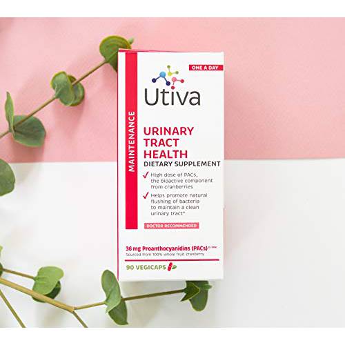 Utiva Cranberry PACs Pills for Flushing of The Urinary Tract and Bladder – 90 Vegi Capsules – 36 milligrams of Soluble PACs – All Natural Super Strength Cranberry – Clinically Proven – Made in Canada