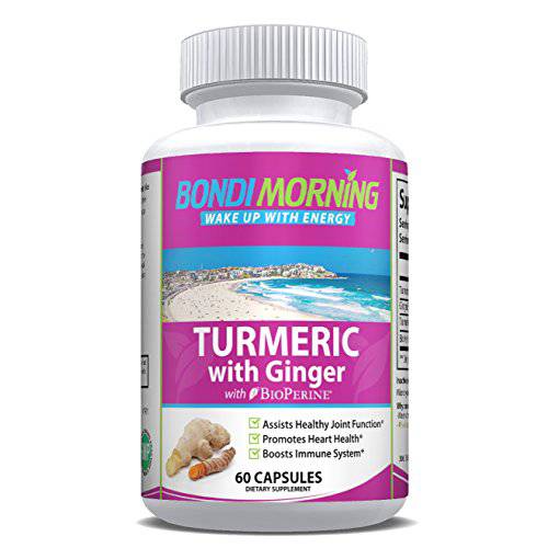 Turmeric Curcumin with Ginger & Bioperine - High Potency Anti-Inflammatory for Maximum Pain Relief and Joint Support, Non GMO Nutritional Supplement. 60 Capsules.