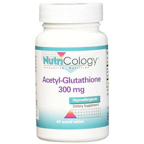 NutriCology Acetyl Glutathione 300mg - Well-Absorbed, Hypoallergenic - 60 Scored Tablets