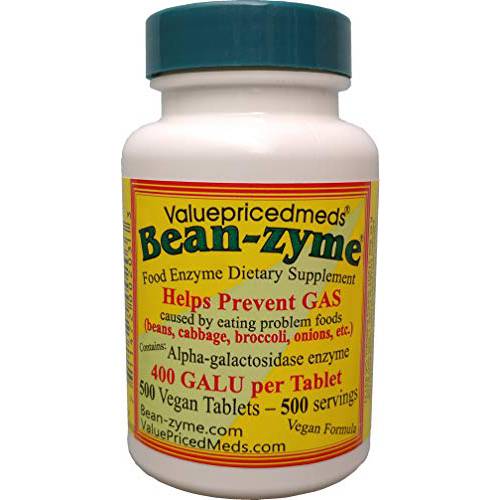 500 Count Bean-Zyme is 400 Galu per Tablet