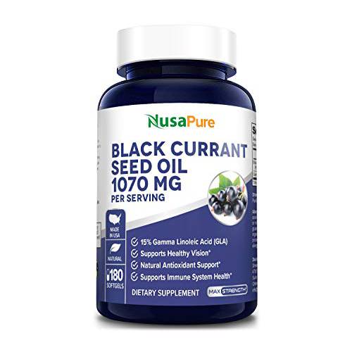 Black Currant Oil 1070mg GLA 15% 180 Caps (Non-GMO & Gluten Free) Hexane Free