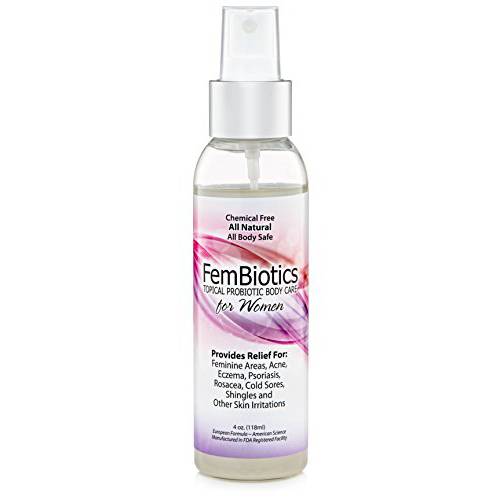 FemBiotics -Topical Probiotic Body Care for Women 4oz - Hypoallergenic, Vegan, Non GMO, GF, 100% Natural Live Probiotic, External + Internal Use, Totally Safe, No Refrigeration Required