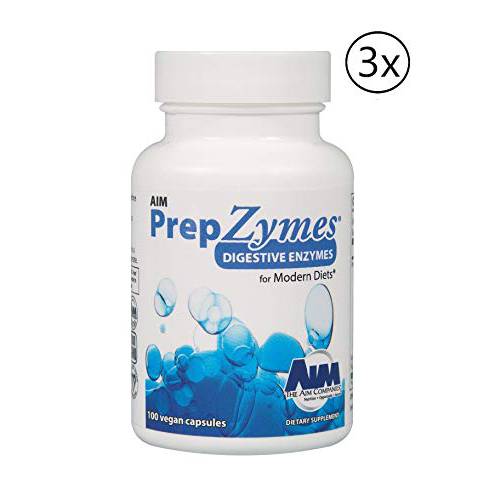 AIM PrepZymes Digestive Enzymes Dietary Supplement 100 Vegan Capsules (3 Bottle)