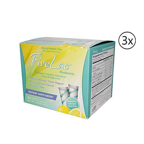 Global Health Trax FiveLac Probiotic Lemon Flavor Dietary Supplement (3.18 oz) 3 Pack