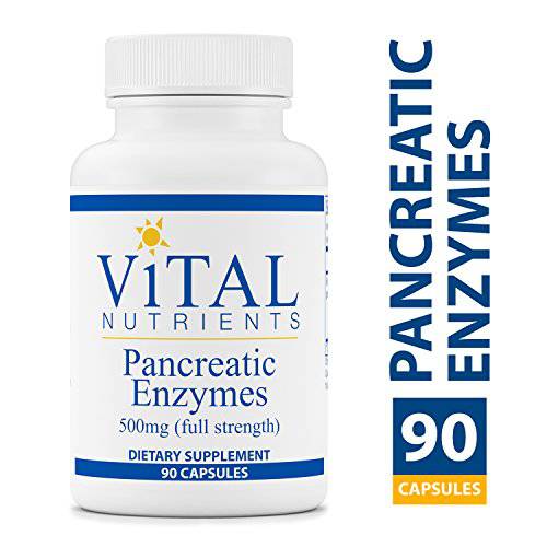 Vital Nutrients Pancreatic Enzymes 1000mg (Full Strength) - Digestion Supplement with Protease, Amylase & Lipase - Digestive Enzymes - Gluten Free, Soy Free, Dairy Free - 90 Capsules