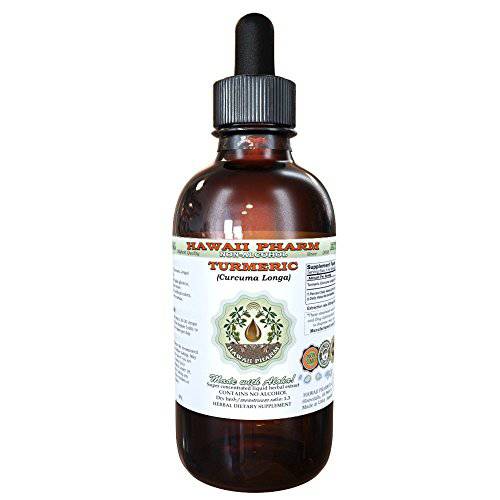 Turmeric Alcohol-Free Liquid Extract, Organic Turmeric (Curcuma Longa) Dried Rhizome Glycerite Natural Herbal Supplement, Hawaii Pharm, USA 2x4 fl.oz