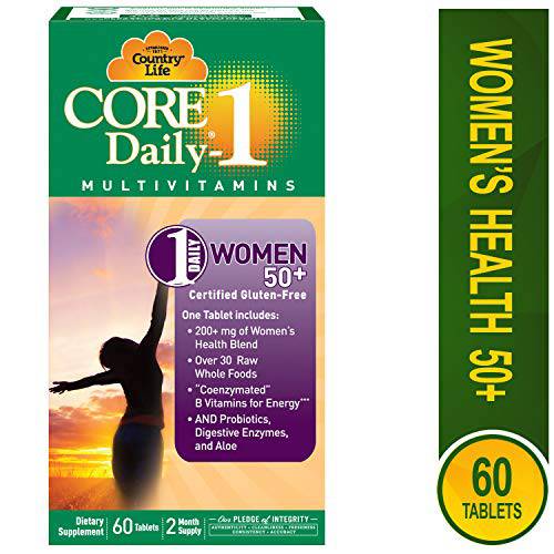 Country Life Core Daily-1 for Women 50 Plus - 60 Tablets - 200+mg of Women’s Health Blend - Over 30 Raw Whole Foods