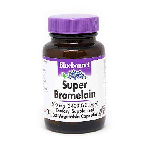 BlueBonnet Super Bromelain Vegetarian Capsules, Pineapple, 500 mg, 30 Count