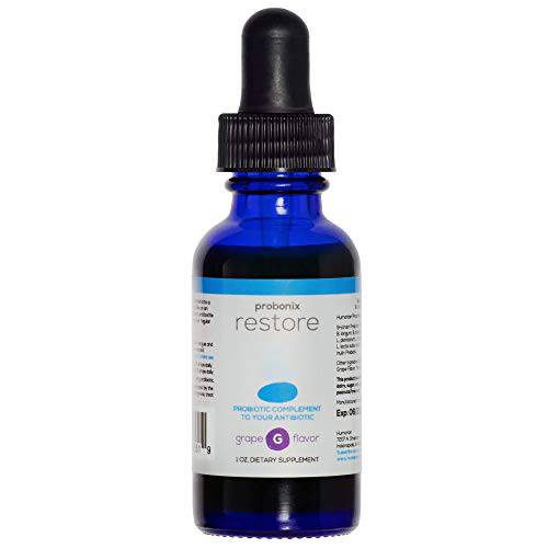 Probonix Restore Probiotic for Use with Antibioitics, Organic, Non-GMO Liquid Probiotic Drops Made of 9 Probiotic Strains to Offset Negative Side Effects of Antibiotics - 2 Month Supply - Grape