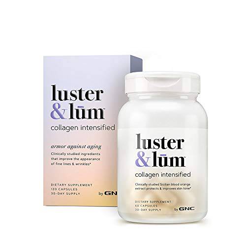 Luster & Lum by GNC Collagen Intensified, Promotes Skin Elasticity & Smoothness, Improves Skin Tone, Gluten-Free, 120 Capsules