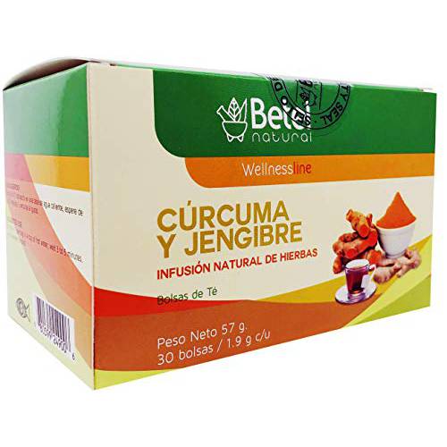 Turmeric and Ginger Tea (Te de Curcuma y Jengibre) by Betel Natural - Natural superfood Packed with curcumins - 24 Tea Bags