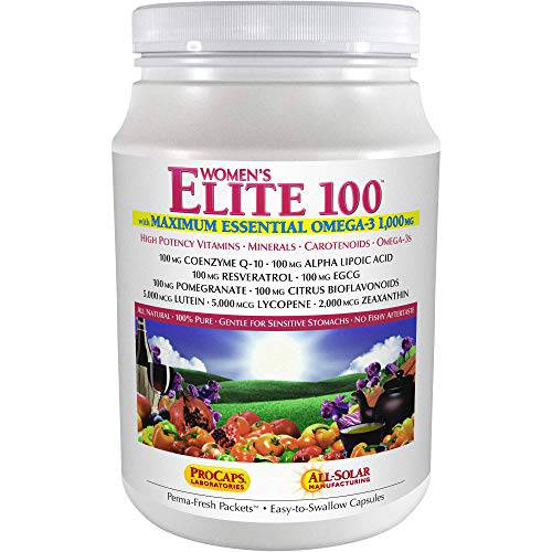 ANDREW LESSMAN Multivitamin - Women’s Elite-100 with Maximum Essential Omega-3 1000 mg 60 Packets – 40+ Potent Nutrients, Essential Vitamins, Minerals, Phytonutrients and Carotenoids. No Additives