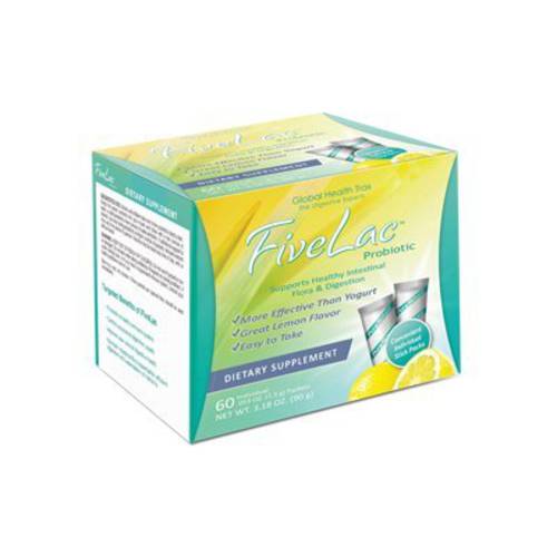 Global Health Trax FiveLac Probiotic Dietary Supplement, Lemon 60 Packets (Quantity of 1)