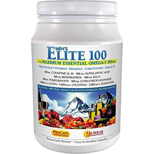 ANDREW LESSMAN Multivitamin - Men’s Elite-100 with Maximum Essential Omega-3 500 mg 60 Packets – 40+ Potent Nutrients, Essential Vitamins, Minerals, Phytonutrients and Carotenoids. No Additives