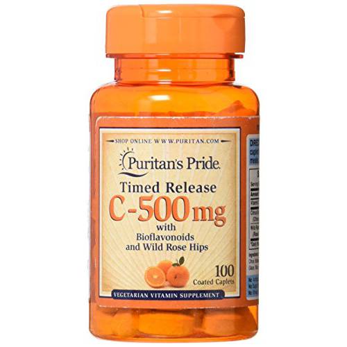 Puritan’s Pride Vitamin C-500 mg with Rose Hips Time Release - 100 Caplets