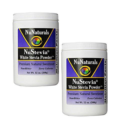 NuNaturals Nustevia White Stevia with Maltodextrin Powder, 12-Ounce (2-Pack)